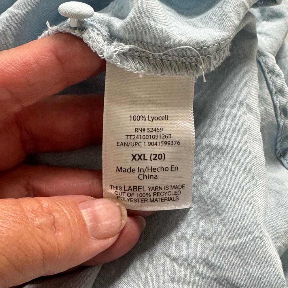 Time and Tru Women's Size XXL (20) Light Blue Lyocell Drawstring Waist Dress - Picture 5 of 8